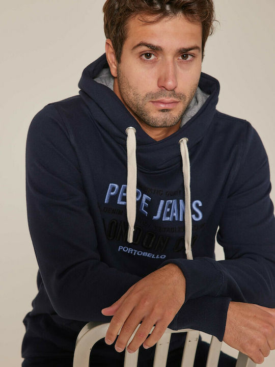 Neville Men's Sweatshirt with Hood and Pockets Navy Blue