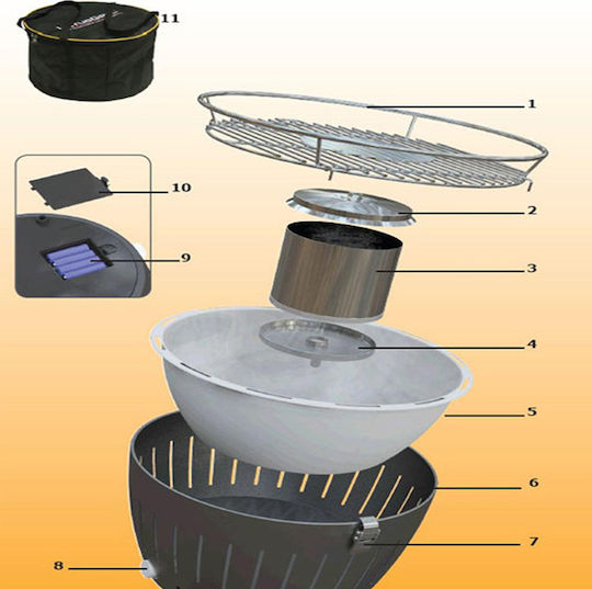 LotusGrill Stainless steel Portable Charcoal Grill Kettle with Lid 40.5cmx40.5cm