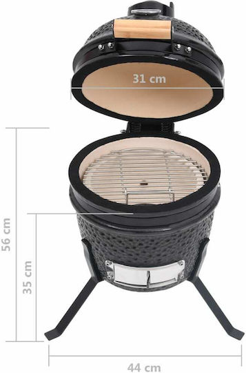 vidaXL Ceramics Charcoal Grill Kamado with Lid and Thermometer 26.5cmx26.5cm