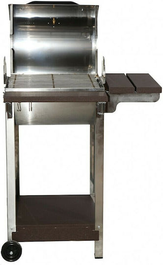 Pitsilos Inox Grătar cu Cărbuni cu Capac și Termometru 45cmx40cm