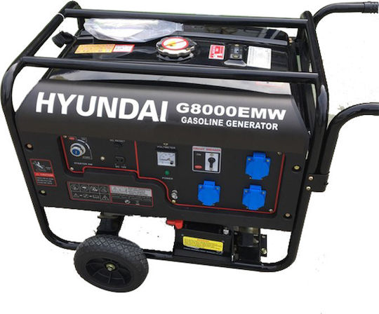 Hyundai G8000EMW Γεννήτρια Βενζίνης Τετράχρονη με Ηλεκτρική Μίζα, Ρόδες και Μέγιστη Ισχύ 8kVA