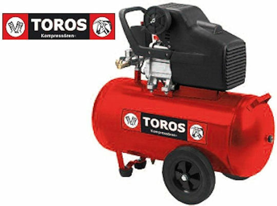 Toros TM 50/2.5 Еднофазен Въздушен компресор с Мощност 2.5к.с и Резервоар 50лт 40138
