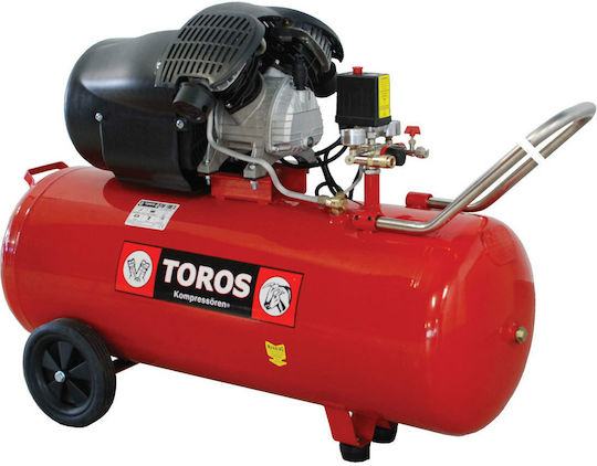 Toros TM 100/3 Μονοφασικό Κομπρεσέρ Αέρος 73dB με Ισχύ 3hp και Αεροφυλάκιο 100lt