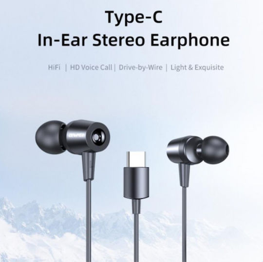 Awei TC-1 Type-C In-ear Handsfree Headphones with Connector USB-C Black