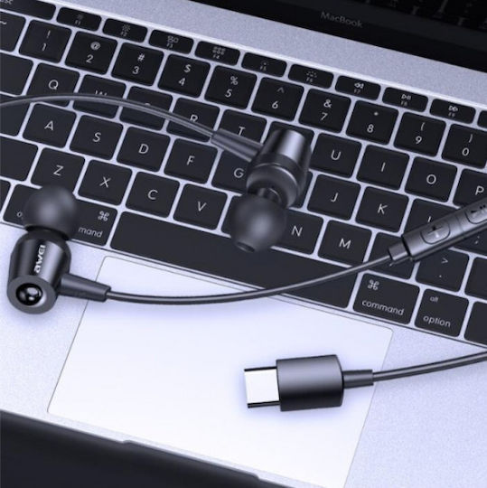 Awei TC-1 Type-C In-ear Handsfree Headphones with Connector USB-C Black