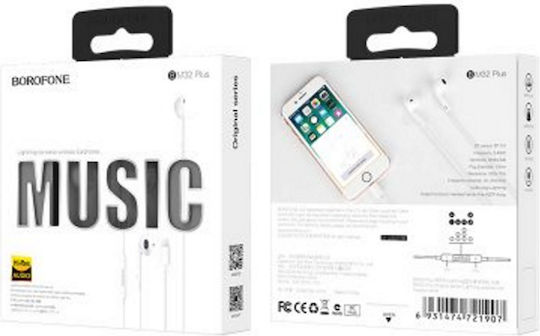 Borofone BM32 Plus Earbuds Freihändig Kopfhörer mit Stecker Blitzschlag Weiß