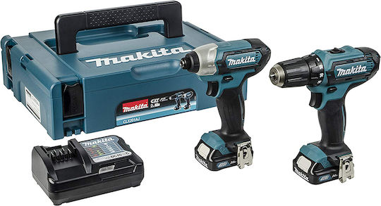 Makita Set Drill Driver & Impact Screwdriver 12V with 2 Batteries 2Ah and Case