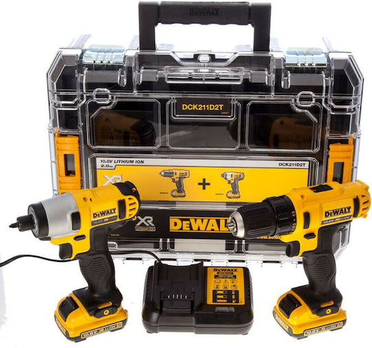 Dewalt Σετ Δραπανοκατσάβιδο & Παλμικό Κατσαβίδι 10.8V με 2 Μπαταρίες 2Ah και Θήκη