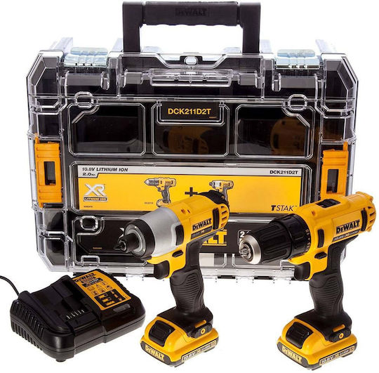 Dewalt Σετ Δραπανοκατσάβιδο & Παλμικό Κατσαβίδι 10.8V με 2 Μπαταρίες 2Ah και Θήκη