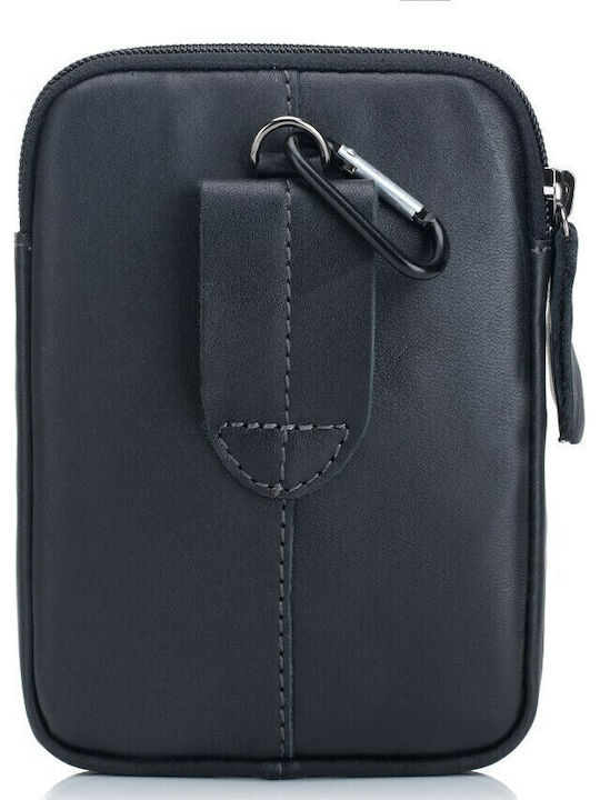 YB-0012 Men's Leather Belt Bag Black