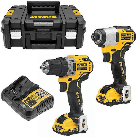 DEWALT DCK2110L2T Set Drill Driver & Impact Screwdriver Brushless 12V with 2 Batteries 3Ah and Case
