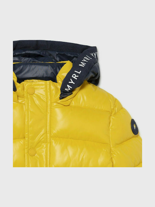 Kids' Quilted Jacket Long with Hood Yellow
