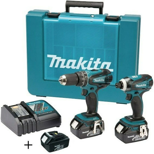 Makita DLX2012JX1 Set Impact Drill Driver & Impact Screwdriver 18V with 3 Batteries 3Ah and Case