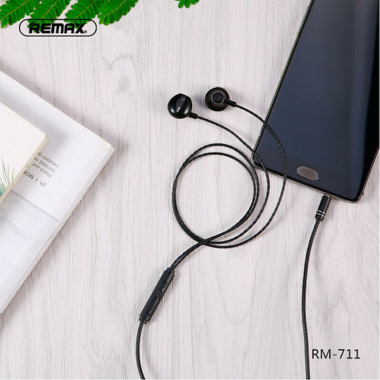 Remax RM-711 Earbuds Handsfree Ακουστικά με Βύσμα 3.5mm Μαύρο