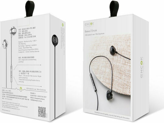 Baseus Encok H06 In-ear Handsfree με Βύσμα 3.5mm Μαύρο