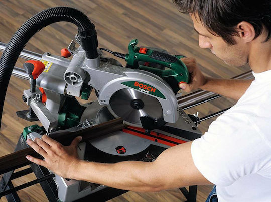 Bosch PCM 8 S Miter Säge Schiebe mit Leistung 1200W, Laserführung & Sägeblattdurchmesser 216mm