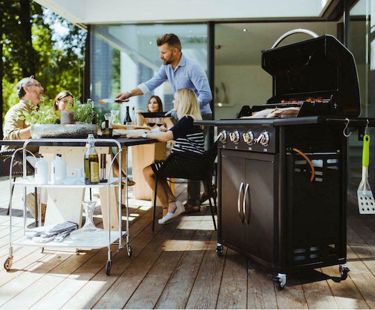 Australia 425G Gasgrill Gusseisen Rost 64cmx44.5cmcm mit 4 cm 16.8kW und Seitenbrenner