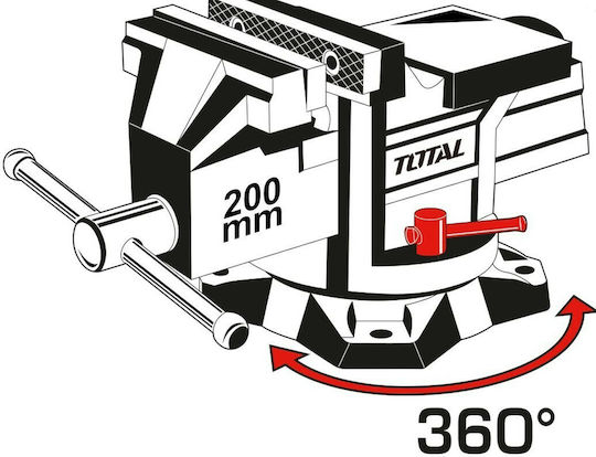 Total Rotating Countertop Vise Made of Cast Iron with Maximum Opening 200mm