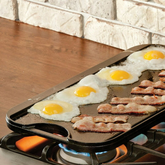 Lodge Non-Stick Double Sided Baking Plate with Cast Iron Flat & Grill Grilling Surface 51cm x 26cm x 2.05cm