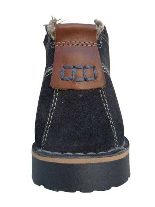 Suede Navy Μπλε Ανδρικά Μποτάκια