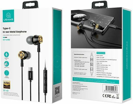 Usams US-SJ482 In-Ear Freihändig Kopfhörer mit Stecker USB-C Grün