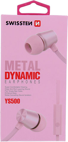 Swissten YS500 In-ear Handsfree με Βύσμα 3.5mm Ροζ Χρυσό