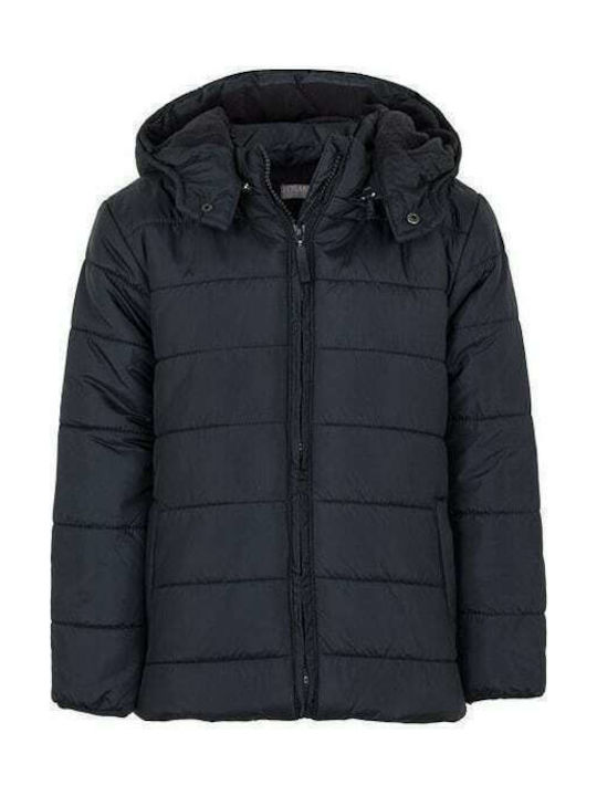 Losan Kids Quilted Jacket Short with Hood Navy Blue C06-2E03AA