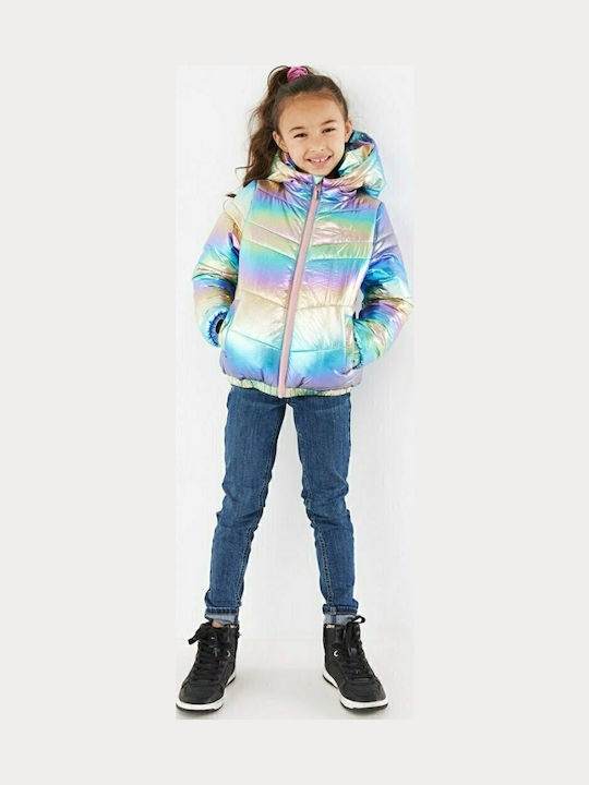 Kids' Casual Jacket Short with Hood Multicolour Hologram