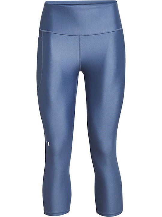 HeatGear® Women's Capri Running Legging Shiny & High Waisted Blue
