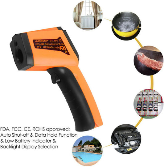 Infrared Thermometer for Temperatures from -50°C to 400°C with Distance to Target Ratio 12:1