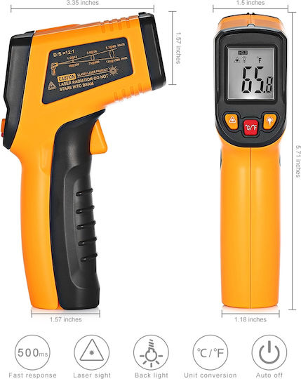 ACP TN400 Termometru cu infraroșu pentru temperaturi de la -50°C până la 400°C cu Raport de Distanță 12:1