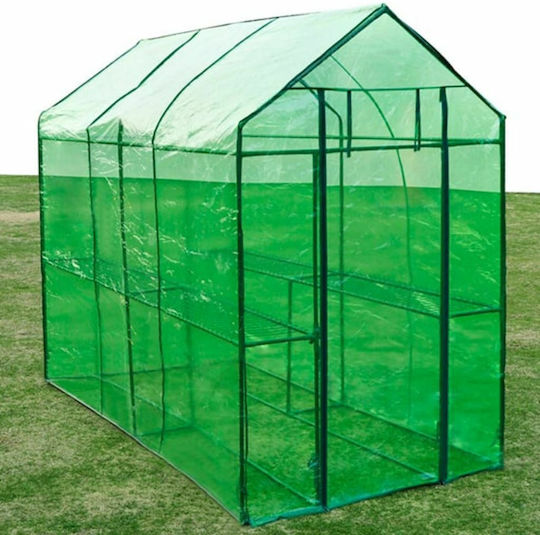 vidaXL 40618 Seră Casa cu Cadru Metalic și Rafturi 1.2x2.4x1.9m