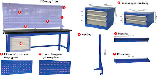Bulle WB-15L Πάγκος Εργασίας Αντοχής 600kg 150x75x85cm 66401