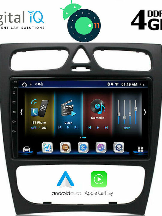 Digital IQ Car Audio System for Mercedes-Benz C Class 1999-2004 (Bluetooth/USB/AUX/WiFi/GPS/Apple-Carplay/CD) with Touch Screen 9" DIQ_BXD_6402