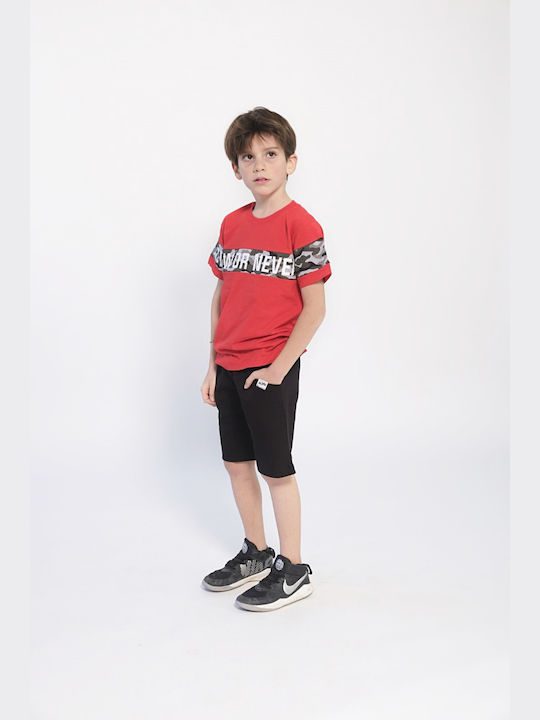 Nek Kids Wear Kids Set with Shorts Summer 2pcs Red