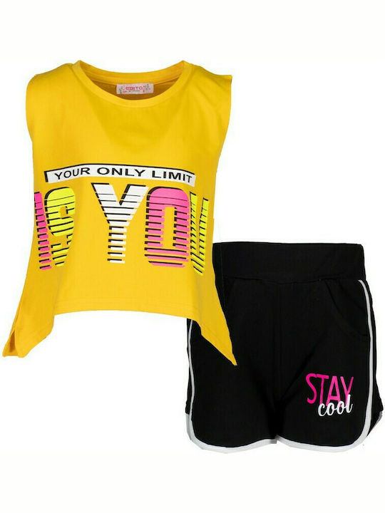 Εβίτα Kids Set with Shorts Summer 2pcs Yellow