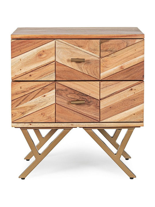 Raida Wooden Bedside Table Natural 50x35x55cm