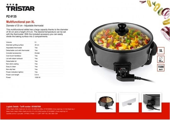 Tristar Teppanyaki Utensil with Adjustable Thermostat 1500W 30x9cm.