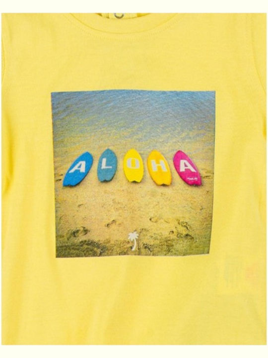 Funky Kids Set with Shorts Summer 2pcs Yellow Σετ Βερμούδα με Μπλουζάκι 'Aloha'