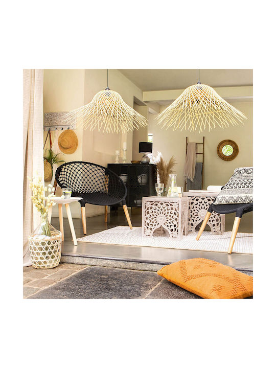 Atmosphera Moxa Adjustable Beige Boho Bell Pendant Ceiling Light with E27 Socket 76x76x25cm
