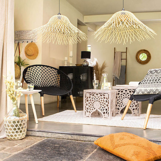 Atmosphera Moxa Adjustable Beige Boho Bell Pendant Ceiling Light with E27 Socket 76x76x25cm