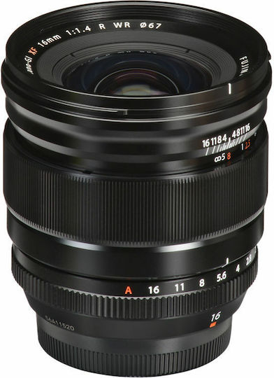 Fujifilm Crop Φωτογραφικός Φακός Fujinon XF 16mm f/1.4 R WR Wide Angle για Fujifilm X Mount Μαύρος