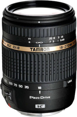 Tamron Crop Фотообектив AF 18-270mm f/3.5-6.3 Di II VC PZD Стандартно увеличение за Канон EF Монтаж Черен