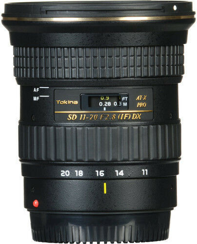 Tokina Crop Camera Lens AT-X 11-20mm f/2.8 PRO DX Wide Angle Zoom for Canon EF Mount Black