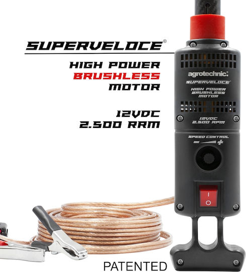 Agrotechnic x.Quattro Superveloce CF Olive Harvester Battery 12V 1000W Type Sea Urchin with Rod Carbon 2.4m and Weight 2.5kg