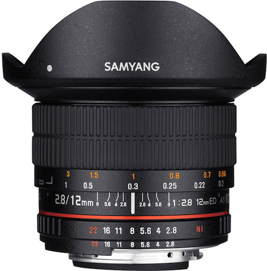 Samyang Full Frame Φωτογραφικός Φακός 12mm f/2.8 ED AS NCS (AE) Fisheye για Nikon F Mount Μαύρος