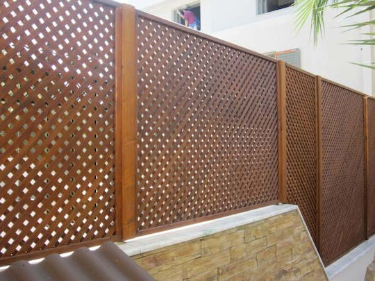 Καφασωτό Κήπου Privacy (2x2) από Ξύλο με Πλέγμα Ρόμβου σε Μπεζ Χρώμα 122x240cm