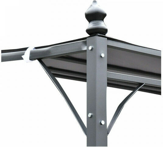 Pergolă De Grădină Din Metal Cu Tavan Gri 297x297x250cm