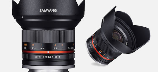 Samyang Crop Camera Lens 12mm f/2.0 NCS CS Wide Angle for Micro Four Thirds (MFT) Mount Black
