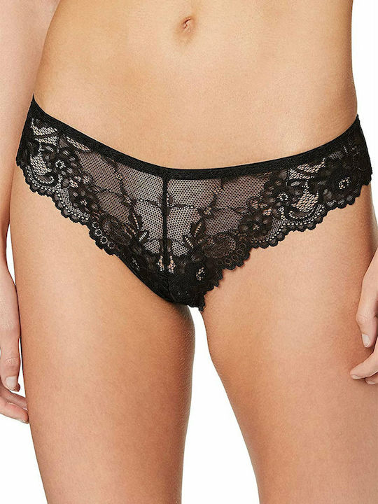 Tempting Women's String with Lace Black